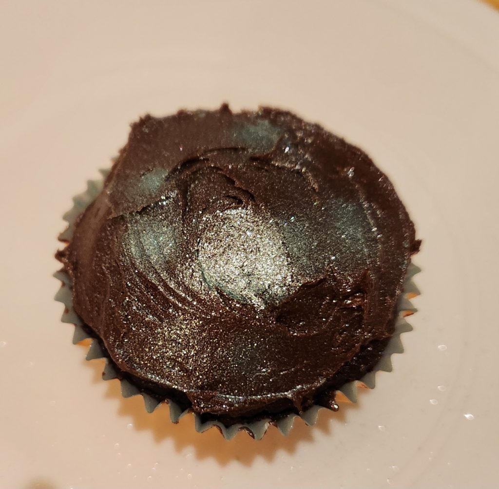 Glittery chocolate cupcake